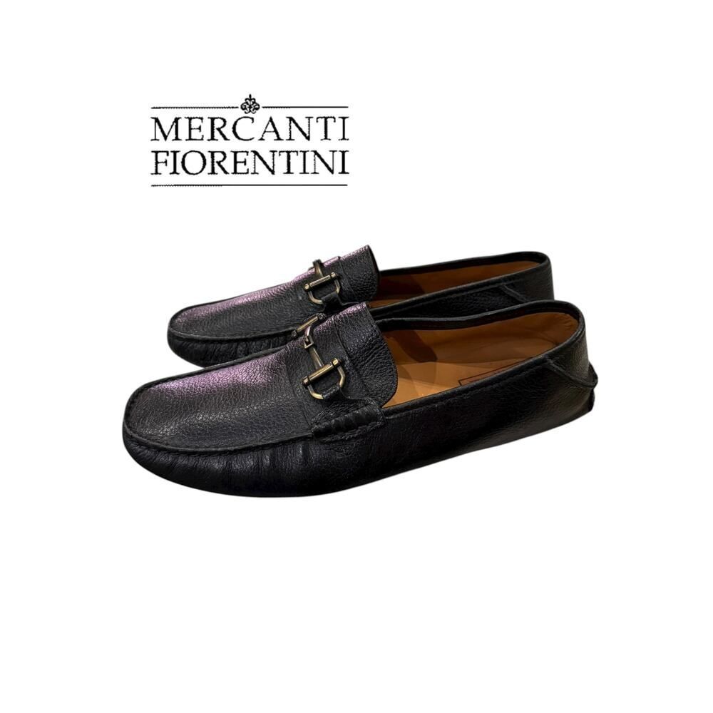 Mercanti Fiorentini 1922 Men’s Italian Black Leather Slip-on Loafers Dress 9.5